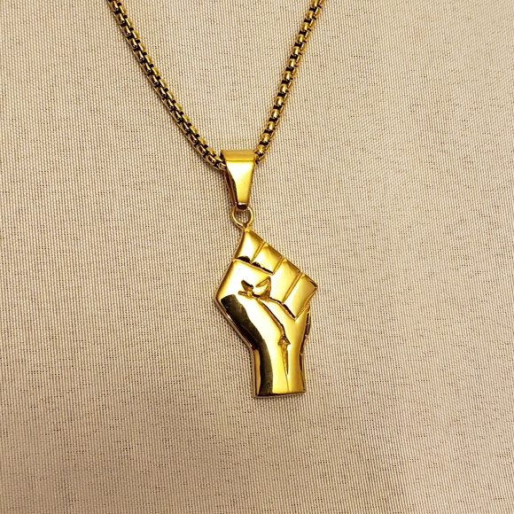 Black Lives Matter Fist Pendant Necklace - Picture 3 of 3